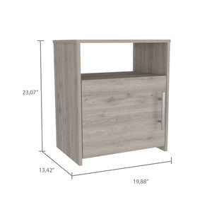 English Elm Florian Minimalist 1-Shelf Nightstand Light Grey — Compact Two-Tier Storage, Single Door, Stylish Accent B06280044