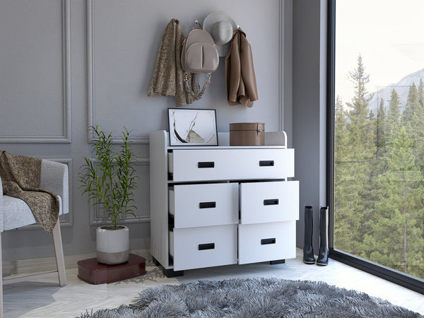 English Elm Edgemont White 5-Drawer Dresser – Elegant Space-Saving Storage, Durable Finish, Classic Rectangular Design B062S00009