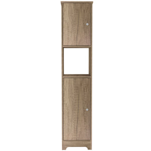 English Elm Brighton Light Oak Linen Cabinet 67.8" Tall 5-Shelf Organizer with 2 Doors & Open Display Shelf B06280089