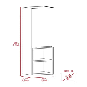 English Elm Light Grey Transitional Bathroom Cabinet with 2 Doors & 4 Shelves — Slim 32" Storage for Towels, Decor, Toiletries (Modern Neutral Finish) B06280563
