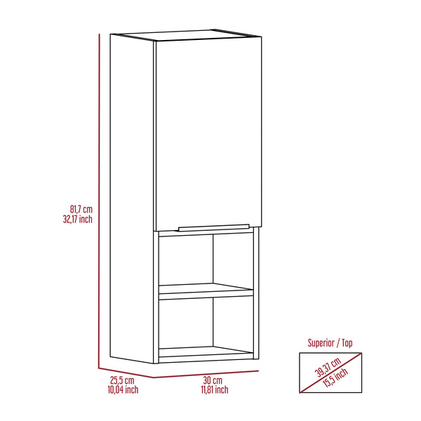 English Elm Light Grey Transitional Bathroom Cabinet with 2 Doors & 4 Shelves — Slim 32" Storage for Towels, Decor, Toiletries (Modern Neutral Finish) B06280563