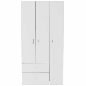 English Elm Rowaton White 3-Door 2-Drawer Armoire – 70.8" Tall Spacious Closet Organizer with 4 Shelves, Classic Finish B062S00043