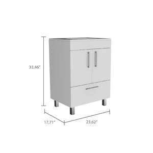 English Elm White 2-Door Rectangle Single Bathroom Vanity with Spacious Top, Shelf & Drawer Organizer, 33.5" H B062S00097