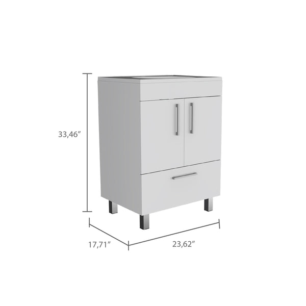 English Elm White 2-Door Rectangle Single Bathroom Vanity with Spacious Top, Shelf & Drawer Organizer, 33.5" H B062S00097