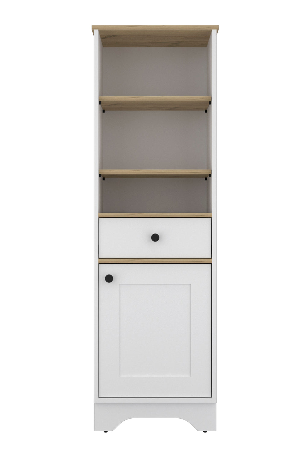 English Elm Light Oak and White Linen Cabinet with Drawer 5 Shelves 55.7" Tall Versatile Storage & Display B06280551