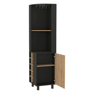 English Elm Hamden Tall Two-tone Wine Cabinet with Stemware Rack for Dining or Home Bar B062S00074