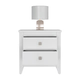 Modern White 2-Drawer Nightstand | Manufactured Wood | 15.74 x 26.62 x 24.25 | Bedroom Furniture