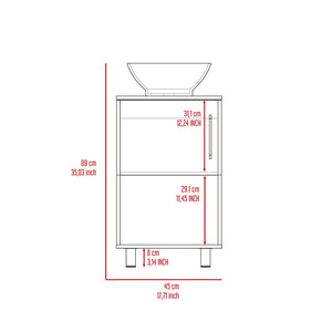 English Elm 1-Shelf Single Bathroom Vanity Wenge Resin Sink Modern Storage Cabinet Open Shelf Humidity-Resistant Legs 35" B062S00077