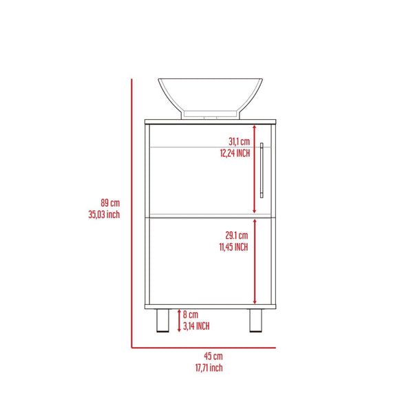 English Elm 1-Shelf Single Bathroom Vanity Wenge Resin Sink Modern Storage Cabinet Open Shelf Humidity-Resistant Legs 35" B062S00077