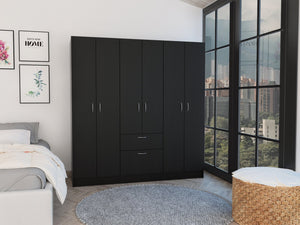 English Elm Davenport Wenge and White 1-Drawer 6-Door Rectangular Armoire with 8 Shelves — Modern Storage Solution B062S00165
