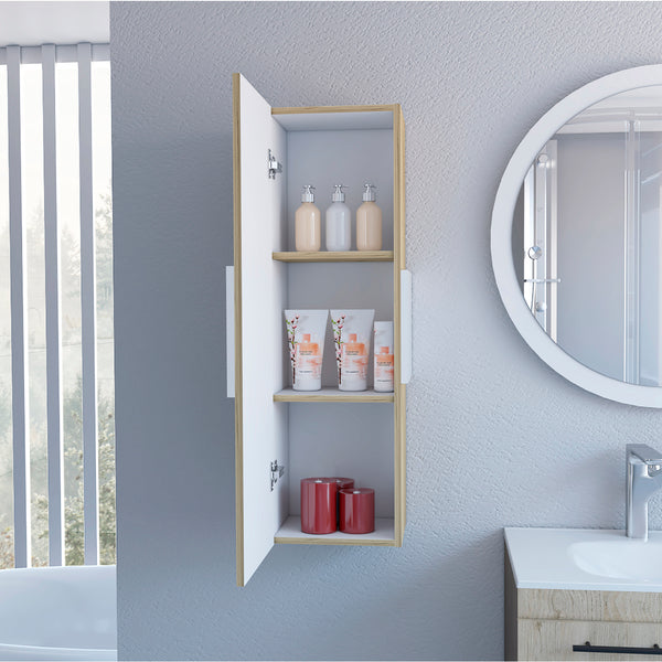 English Elm Light Oak 3-Shelf Rectangle Medicine Cabinet with Mirror Door, 38.5" Bathroom Storage, Modern Chic Finish B06280314