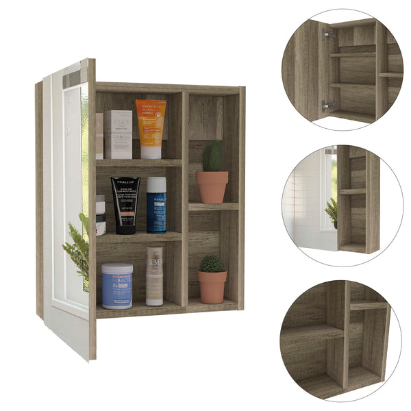English Elm Whirlwind Light Oak Medicine Cabinet with Mirror and Single Shelf, Compact Rectangle Storage for Bathroom Essentials B06280246