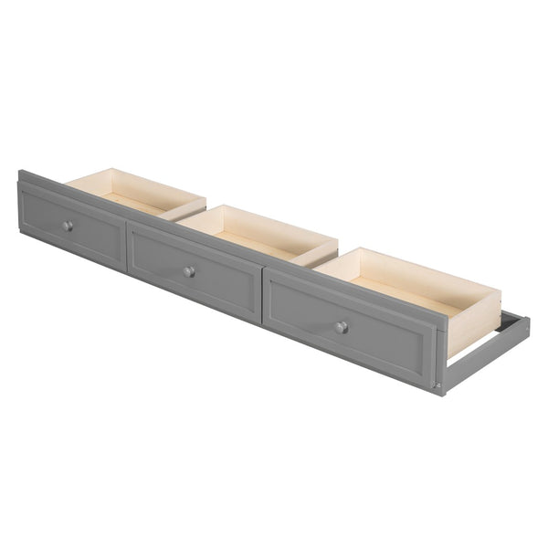 English Elm Twin-over-full Bunk Bed with Storage Staircase Drawers and Pine Wood Frame Gray LT000223AAE