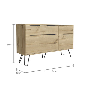 English Elm Stowe Light Oak 4-Drawer Dresser with Steel Legs — Durable, Spacious Storage, Modern Rectangular Design B062S00081