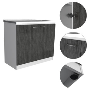 English Elm Brookeline Two-tone Utility Sink Cabinet with Stainless Steel Basin for Laundry Rooms B062S00146