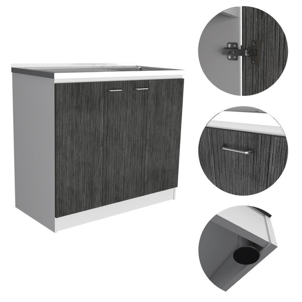 English Elm Brookeline Two-tone Utility Sink Cabinet with Stainless Steel Basin for Laundry Rooms B062S00146