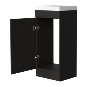 English Elm Wenge Bathroom Vanity with Metal Handle, Single-Door Cabinet, Interior Shelf & Slim Profile 34.65" B062S00179
