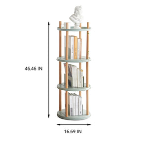 English Elm Storage Shelf Four Tier Rotating Bookcase Beech Wood and Steel Base for Any Room W128367499