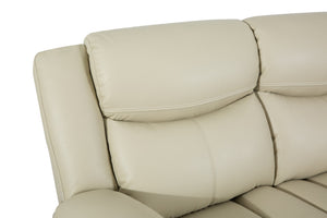 English Elm Breathable Leather Manual Reclining Loveseat - Stylish Cream Comfort For Modern Living Rooms W79164349
