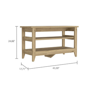 English Elm Light Oak Contemporary 2-Shelf Storage Bench with Sturdy Legs, Durable Particle Board, Versatile Entryway Seat — 43.3" Wide Organizer for Living Room, Hallway, Bedroom (Light Oak) B06280611