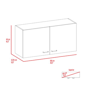 English Elm White White and Light Oak Rectangle 2-Door Wall Cabinet with Shelf, Modern Storage for Bathroom Kitchen B06280327