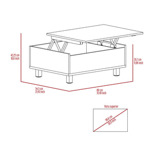 English Elm Tilton Lift-Top Coffee Table White Oak with Hidden Storage, Stainless Steel Legs, Locking Wheels B06280628