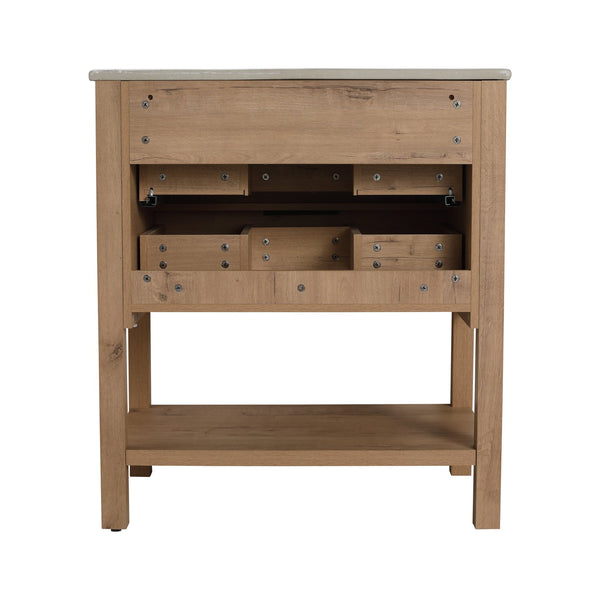 English Elm 30 Inch Bathroom Vanity - Stylish Plywood Design With Soft-Closing Drawers & Easy Installation W999S00061