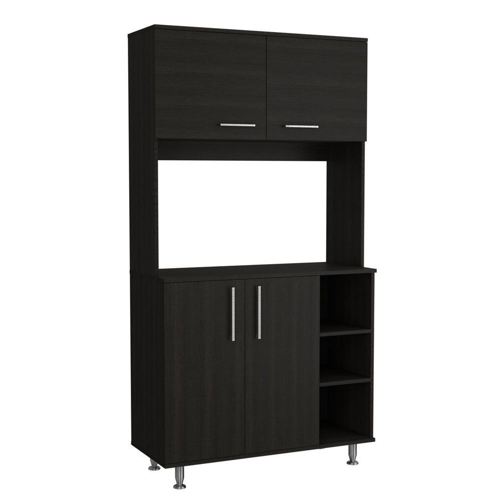 English Elm 3-Shelf Pantry Cabinet Wenge with 7 Shelves, 4 Doors & Drawers — Tall 70.9" Kitchen Storage Organizer B062S00031
