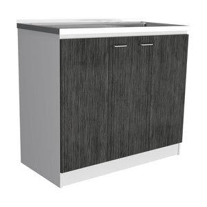 English Elm Brookeline Two-tone Utility Sink Cabinet with Stainless Steel Basin for Laundry Rooms B062S00146