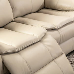 English Elm Breathable Leather Manual Reclining Loveseat - Stylish Cream Comfort For Modern Living Rooms W79164349