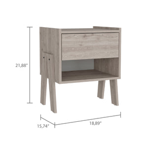 English Elm Hosley Elegant 1-Drawer Nightstand in Light Grey with Open Shelf, Compact Storage & Romantic Style B06280567