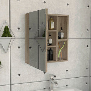 English Elm Whirlwind Light Oak Medicine Cabinet with Mirror and Single Shelf, Compact Rectangle Storage for Bathroom Essentials B06280246