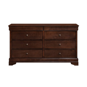 English Elm Brown Abbeville Louis Philippe Dresser in Cherry Finish with 6 Drawers, Hidden Storage & Bronze Knobs B01180912