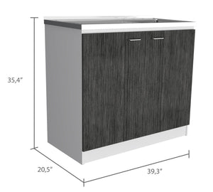 English Elm Brookeline Two-tone Utility Sink Cabinet with Stainless Steel Basin for Laundry Rooms B062S00146