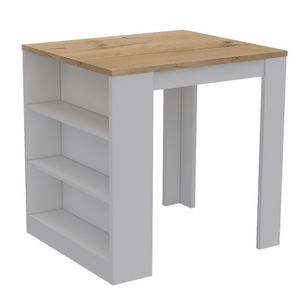 English Elm Elkins 3-Drawer Kitchen Island White and Pine — Compact Storage, Open Shelves, Multipurpose Dining Surface B062S00007