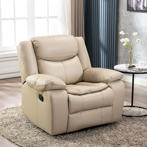 English Elm Breathable Leather Manual Reclining Loveseat - Stylish Cream Comfort For Modern Living Rooms W79164349