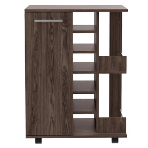 English Elm Bartlet Elegant 2-Shelf Bar Cart With 6-Bottle Capacity In Dark Walnut - Perfect For Entertaining! B06280456