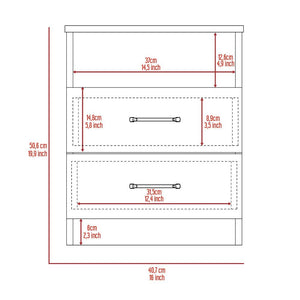 English Elm Brookeline Romantic 2-Drawer 1-Shelf Nightstand with Spacious Top, Durable Metal Railings & Pulls Light Gray B06280586