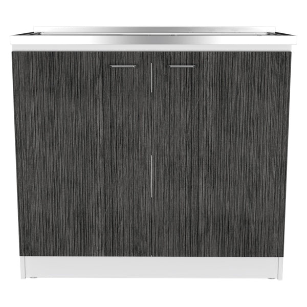 English Elm Brookeline Two-tone Utility Sink Cabinet with Stainless Steel Basin for Laundry Rooms B062S00146