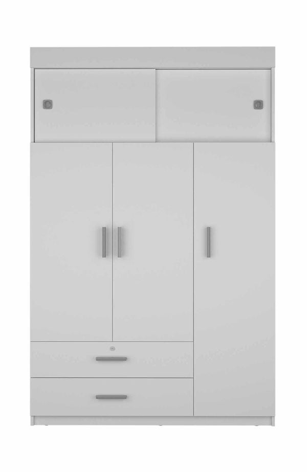 English Elm Kingswood White 2-Drawer Rectangle Armoire with 6 Shelves & Hanging Rod for Spacious Organized Living B062S00139
