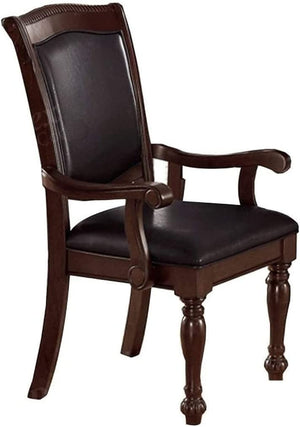 English Elm Royal Carved Formal Dining Side Chairs Set of 2 — Ornate Floral Rubberwood Frames with Padded PU Seats Brown 22 L x 15 W x 42 H B01180916