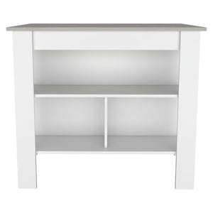 English Elm Rockaway 3-Shelf Kitchen Island With White Finish And Ibiza Marble Top For Stylish Storage Solutions B06280052-GIGA