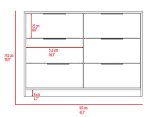 English Elm Longhill Two-Tone 6-Drawer Dresser in Pine & White — Modern Wood Grain, Pull-Down Cabinets, Spacious Top (98) B062S00143