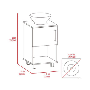 English Elm 1-Shelf Single Bathroom Vanity Wenge Resin Sink Modern Storage Cabinet Open Shelf Humidity-Resistant Legs 35" B062S00077