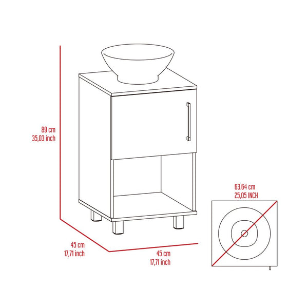 English Elm 1-Shelf Single Bathroom Vanity Wenge Resin Sink Modern Storage Cabinet Open Shelf Humidity-Resistant Legs 35" B062S00077