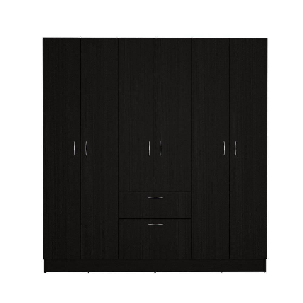 English Elm Davenport Wenge and White 1-Drawer 6-Door Rectangular Armoire with 8 Shelves — Modern Storage Solution B062S00165
