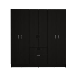 English Elm Davenport Wenge and White 1-Drawer 6-Door Rectangular Armoire with 8 Shelves — Modern Storage Solution B062S00165