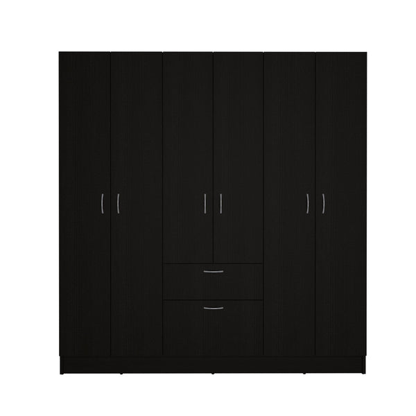 English Elm Davenport Wenge and White 1-Drawer 6-Door Rectangular Armoire with 8 Shelves — Modern Storage Solution B062S00165