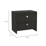 English Elm Black Wengue Rectangle 2-Drawer Nightstand