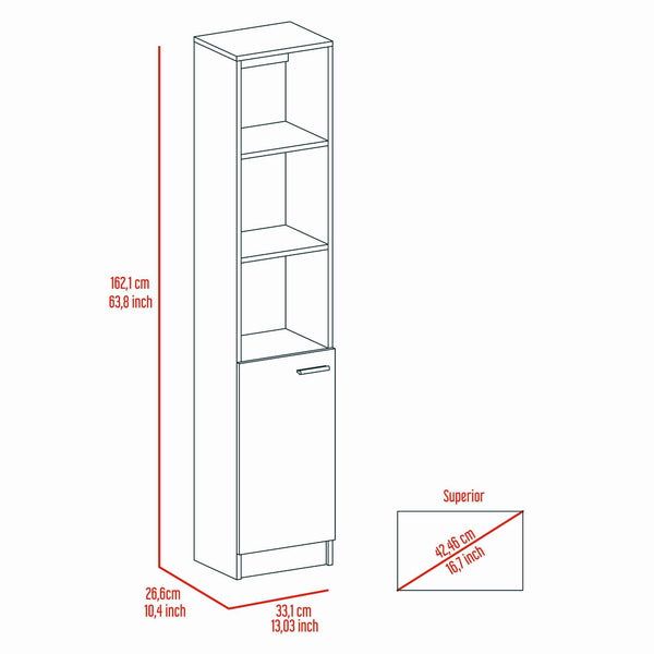 English Elm Wenge Tall Linen Cabinet 63.8" H Slim 5-Shelf Storage with 3 Open Shelves & Bottom Door for Bath B06280221